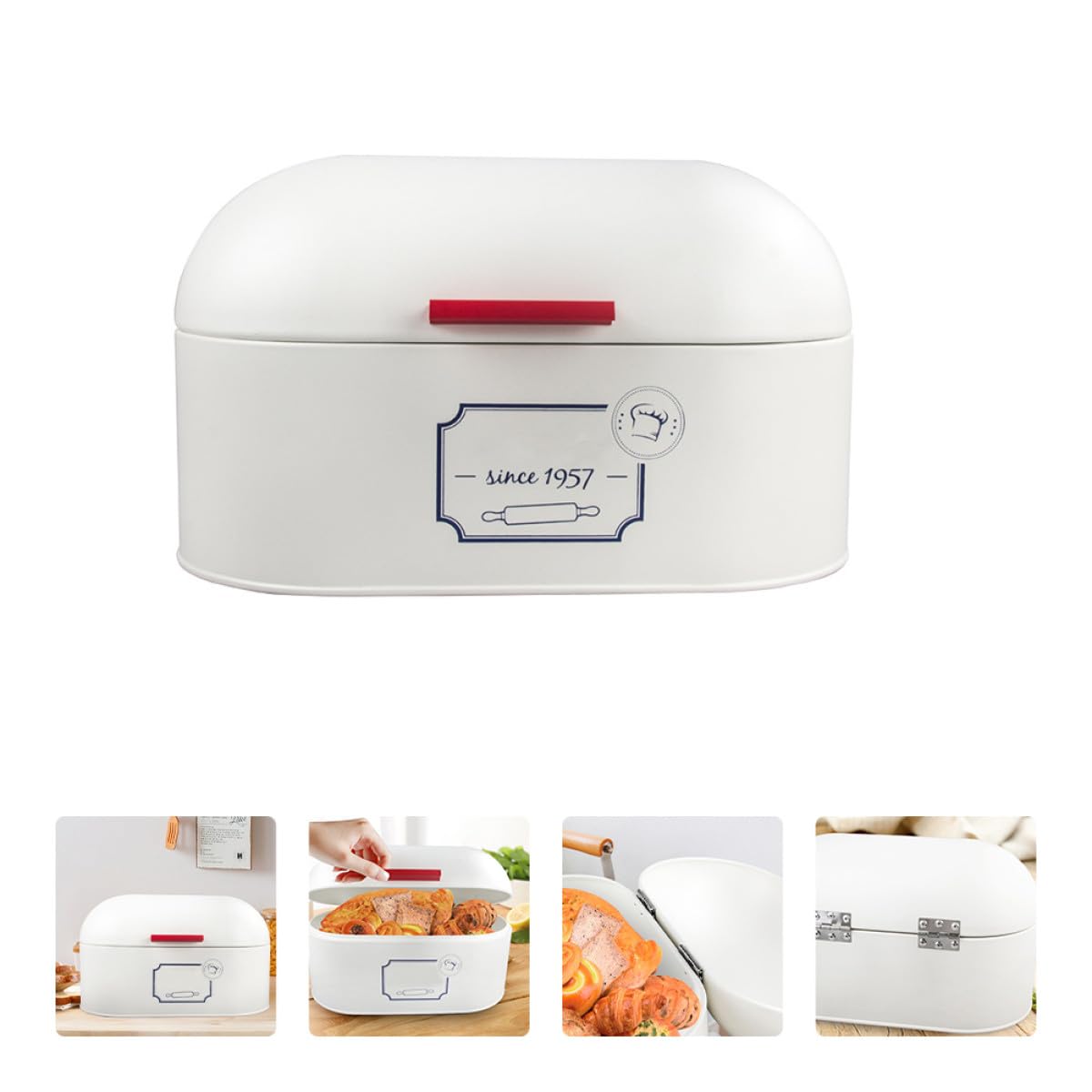 Cabilock Bread Box Grande in Metallo Bianco, Stile Europeo, 1 Pezzo | Mantiene Pane Fresco, Superficie Liscia e Lavorazione Fine, per Bakery e Shopping Mall