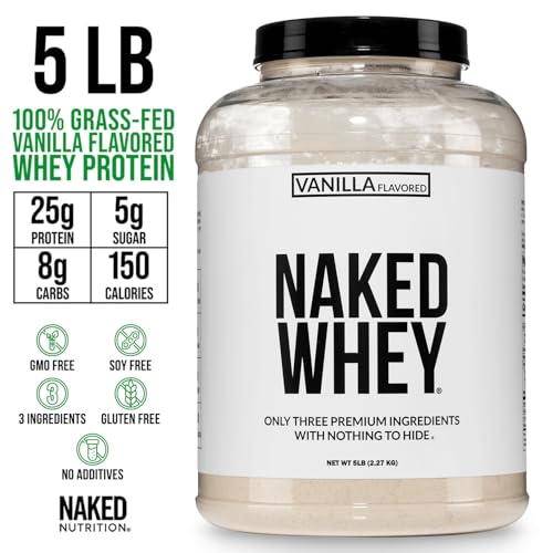 NAKED Vanilla Whey Protein Powder - All Natural Grass Fed Whey Protein Powder, Vanilla Flavor, Organic Coconut Sugar, 5Lb Bulk, GMO-Free, Soy Free, Gluten Free - 61 Servings - Image 4