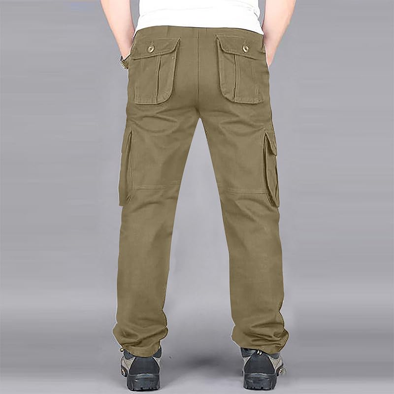 WENKOMG1 Tactical Pants for Men Cotton Blend Multi Pockets Multi Functional Retro Style Outdoor Military Work Pants3