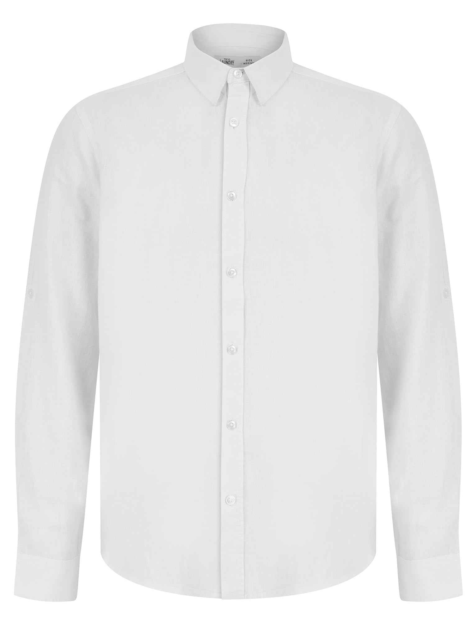 Tokyo Laundry Men's White 'Helios' Classic Collar Long Sleeve Linen Cotton Blend Shirt