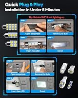 ouaohu 48PCS Led Interior Car Lights Kit, T10/194 and Festoon, 6500K White — image 6
