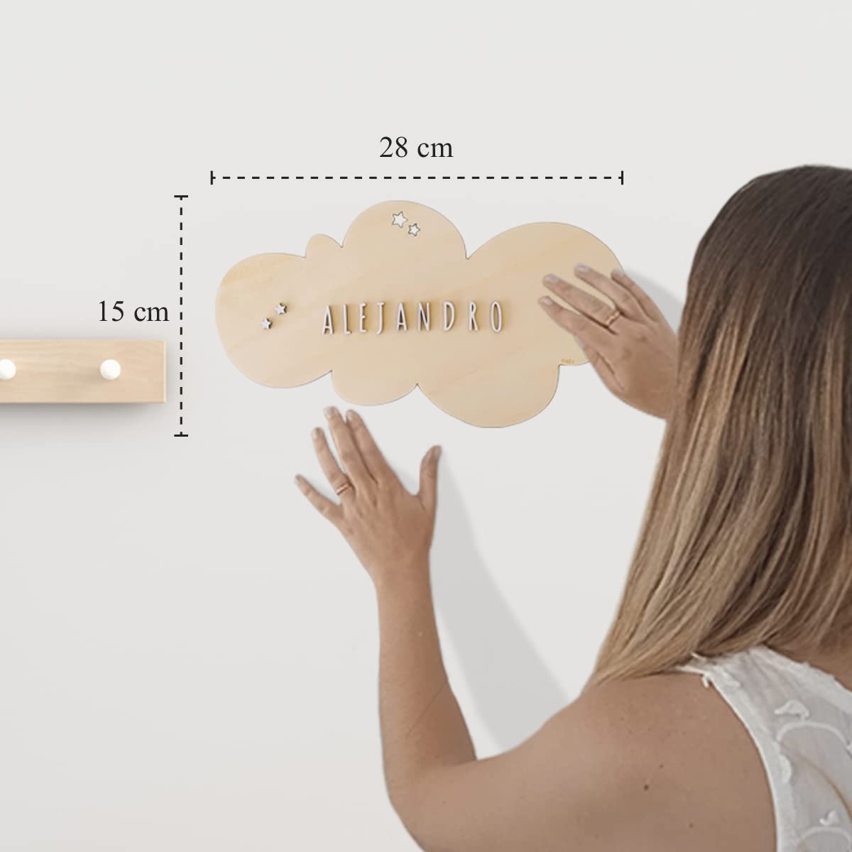 nagu® Nombres De Madera Personalizados. Placa Decorativa Gran Tamaño Para Decoracion de la Habitación del Bebé, Niño o Niña. Letras Decorativas Adhesivas para Personalizar el Nombre en Madera