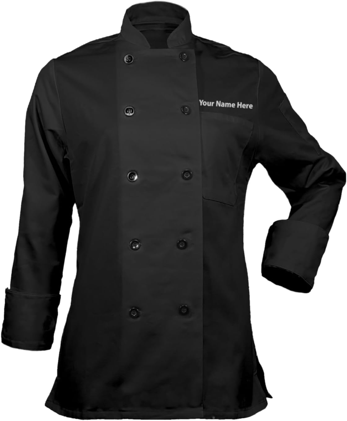 ChefsCloset Women's Custom Long Sleeve Classic 10 Button Embroidered Chef Coat