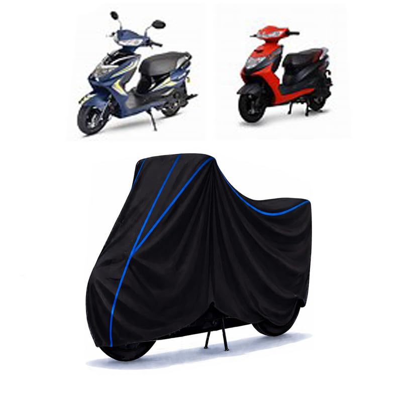 Image of Scooty Cover Water Resistant for REO Li Plus | Universal Scooter & Bike Cover | Heavy Duty UV Dust, Rain & Scratch Protection | Elastic Fit All Weather Indoor Outdoor | Black with Blue Piping