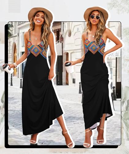 Image of Wolddress Womens Maxi Dress with Pockets 2026 Casual Strap Plus Size Loose Plain Long Office Summer Beach Travel Dresses S-5X