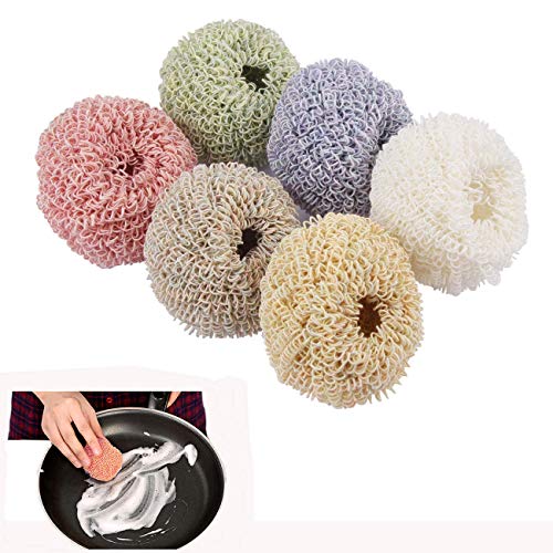 Dushi Nano Fiber Dish Scrubber Non-Scratch Scouring Pads for Non-Stick Cookware Scourer, Assorted Colors, 6 Pieces