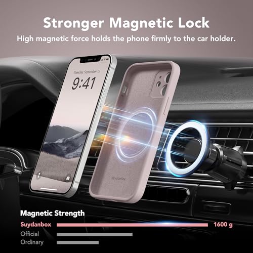 Image of Magnetic for iPhone 12 Case, Compatible with MagSafe, [Full Camera Protection][Screen Protector] Silicone Shockproof Protective Phone Case for iPhone 12 6.1 inch, Hazel