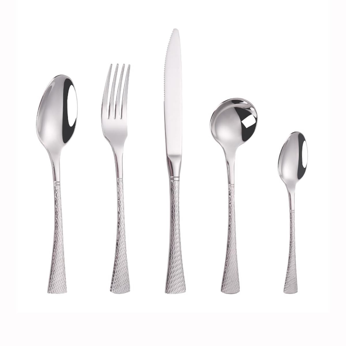 60 Pieces Utensil Set,18/8 stainless steel set for 12,Flatware set Hammer point process handle, Fine Silverware set and Dishwasher Safe, tableware set for Housewarming Gift-LX