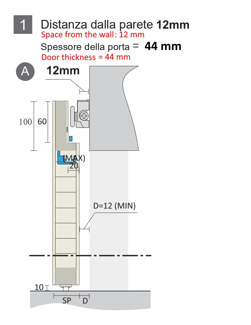 Porte Italiane, Porta Bianca Scorrevole Esterno Muro Fresato con Binario Invisibile MAGICAL 1200, Senso di Apertura Reversibile, Pronta all'Installazione, 90x230 cm, con Maniglia Argento Semi-Lucido