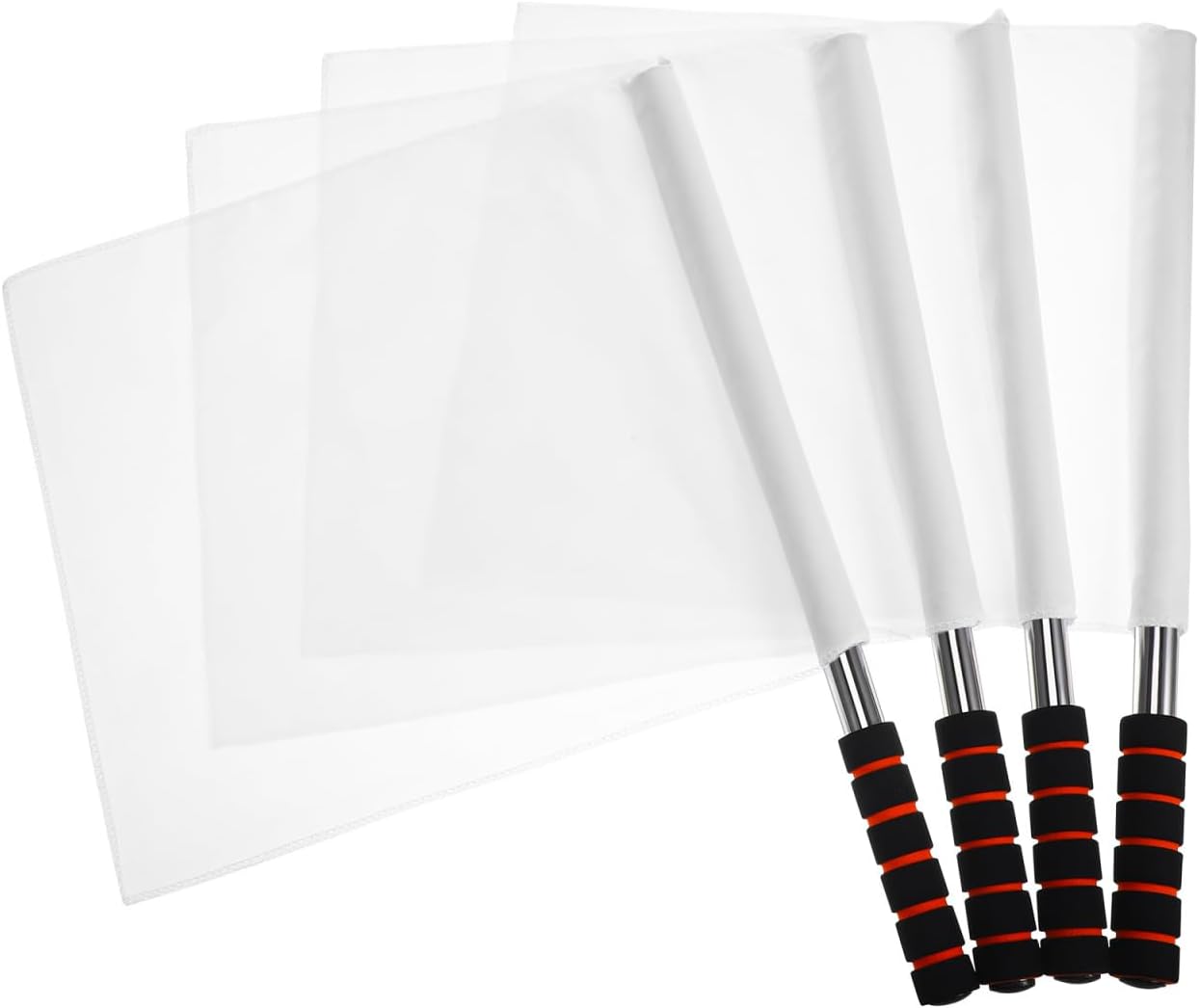 INOOMP Track and Field Referee Flags with Stainless Steel Poles and Non-Slip Sponge Handles High Visibility Hand Signal Flags for Outdoor Football Soccer Sports 4-Pack