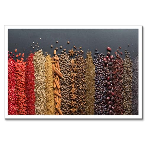Poster ensemble d'épices colorées déco murale cuisine 60x40