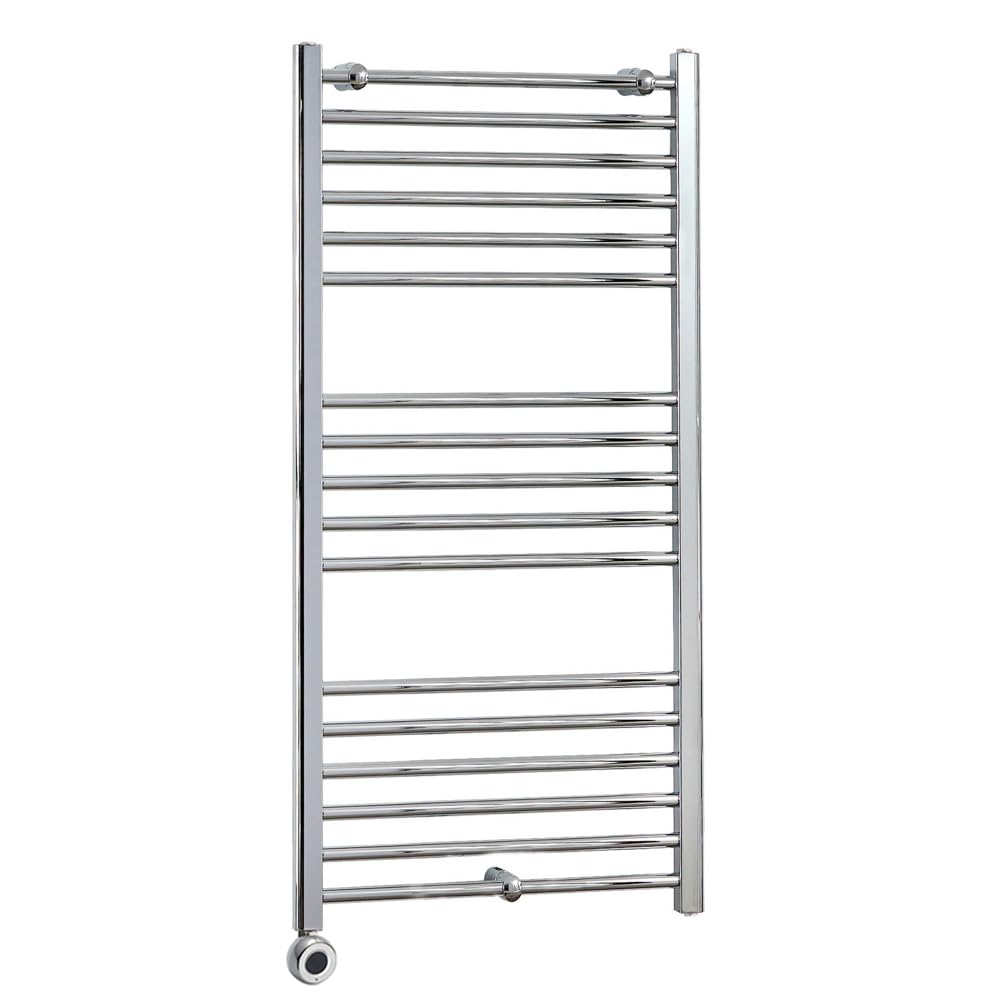 Milano Grey/Chrome X Ecoso Kent Electric - 1200Mm X 600Mm Straight Heated Towel Rail - With Wi-Fi Thermostatic Element