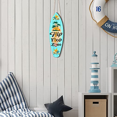 Chunful Surfboard Wall Decor 5 x 16 Inch Wooden Beach Theme Wall Hanging Sign Tropical Flip Flop Wall Art Surf Board Wall Decoration for Bathroom Outdoor Indoor Summer Decor - Image 5