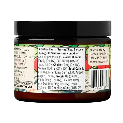 santa cruz paleo electrolyte powder cherry limeade flavor sugar free hydration drink mix with himalayan pink salt sea salt magnesium glycinate potassium chloride sweetened with stevia 30 srvgs