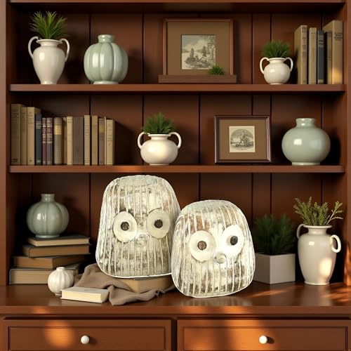 Estatua decorativa búho nocturno, set de 2 piezas miniatura 4
