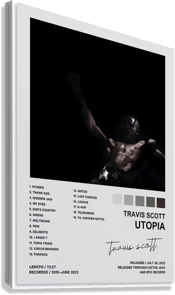 TN ESSENTIALS TRAVIS POSTER SCOTT WALL DECORATIVE CANVAS POSTER FRAMED POSTER UNFRAED POSTER AND FOR TEENS AND TRAVIS FANS (STYLE C FRAMED, 24 X 36)