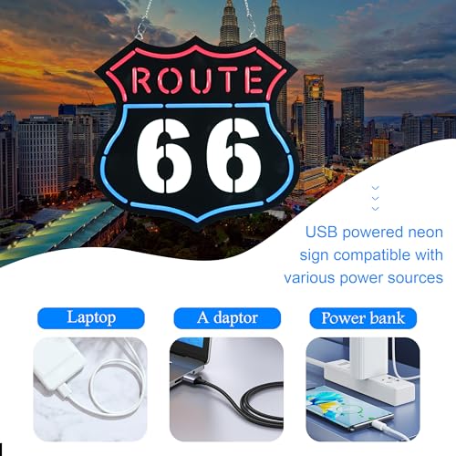 Image of Route 66 Neon Sign Night light for Bar Club Bedroom Hotel Pub Cafe Wedding Birthday Party Gifts