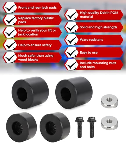Image of Lifting Jack Pad Front & Rear Jack Pad Kit for Dodge Challenger Charger Magnum HellCat 300 2008-2016 Lift Pads Jack Stands Pucks (Front and Rear, Delrin Material)