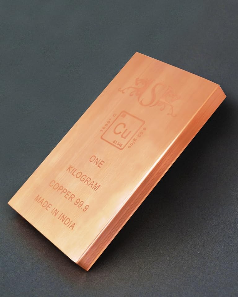 Image of BAYBRE 1kg Copper Bar 999.9 Pure - 1 Kilo .999 Fine Copper Bullion Bar for Investment | 99.99% Ingot (999 Fine) for Industrial, Vastu & Investment Use