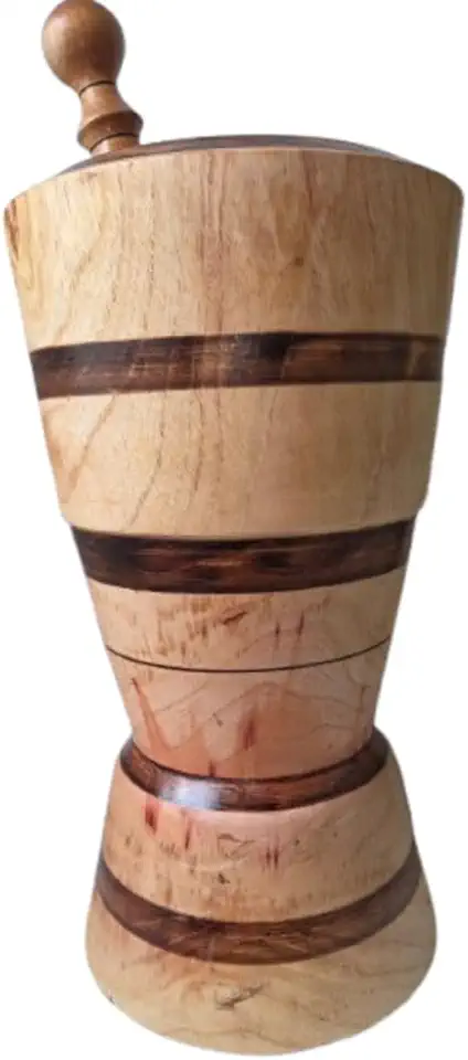 Pilão de Chão Grande Artesanal 50cm em Madeira com Socador – Ideal para Temperos, Grãos e Alimentos