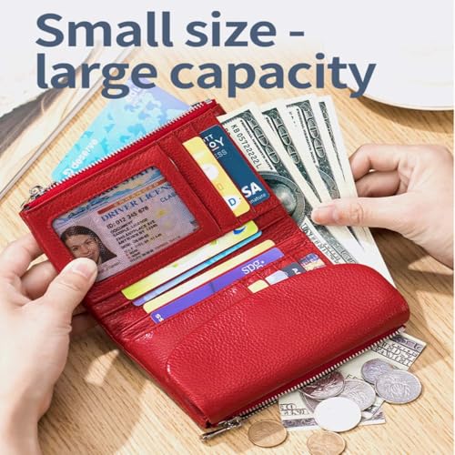 Precious Wallet, Unisex Pebble Leather Wallet, Unisex Pebble Real Leather RFID Wallet, Small Compact Bifold Pocket Purse, Can Hold Coins, ID Cards (#26)2