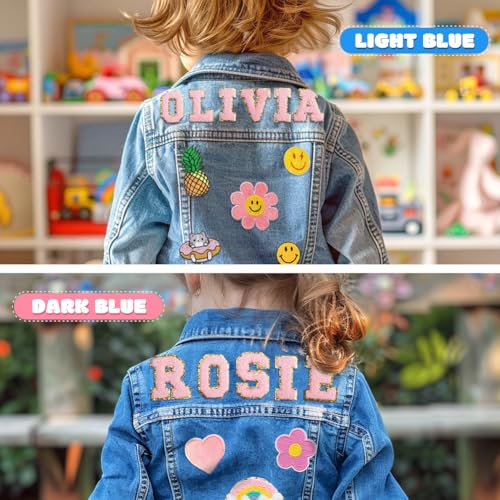 Personalized Kids Denim Jacket with Names, Back to School Outfits for Girls and Boys, Toddler Clothing Jacket, 1-8 Year Old Girl Boy Easter Birthday Christmas Gift2