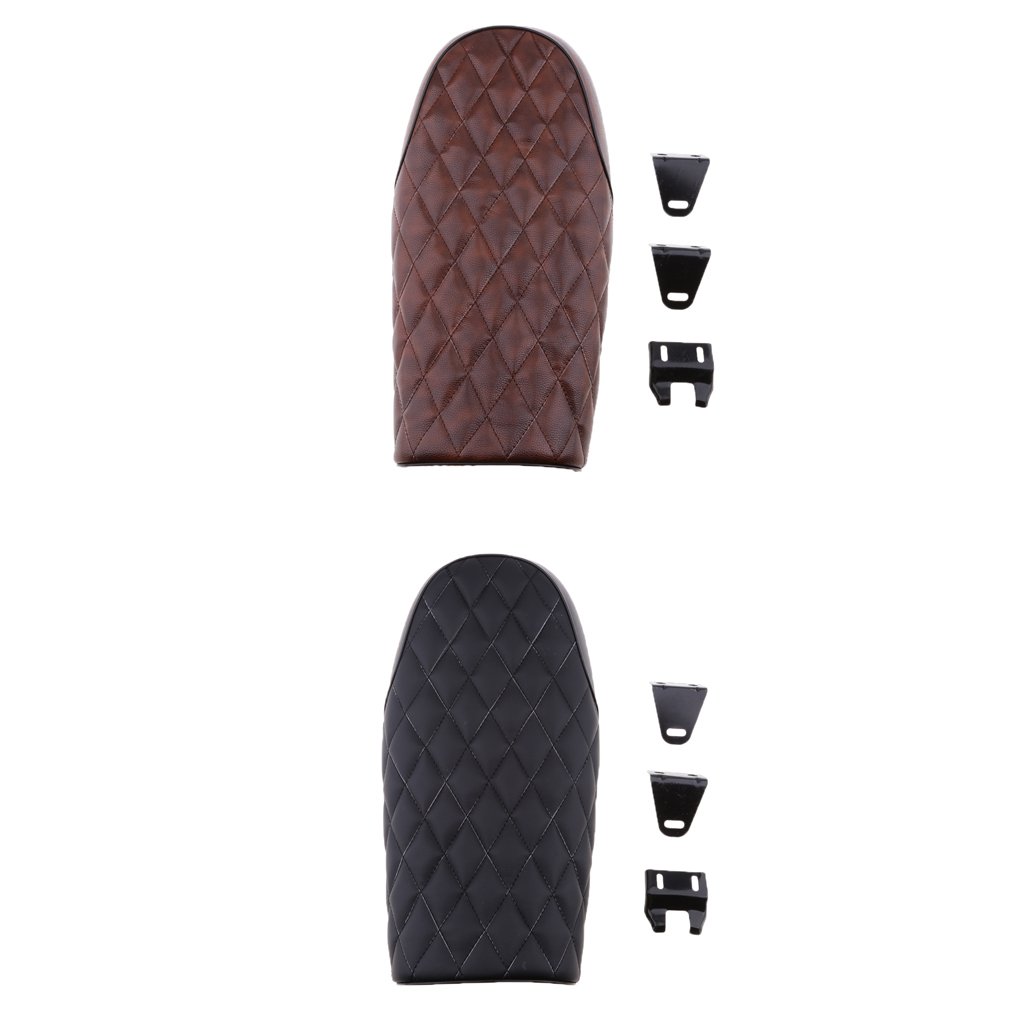 Dolity Cafe Racer Sella Stile Hump Flat Brat In Artificiale Pelle Cuscino Sede Universale Per Moto Honda Yamaha Suzuki Kawasaki - Marrone