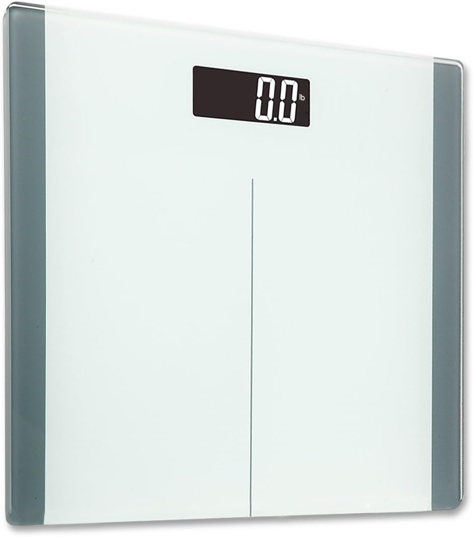 FRK Digital Bathroom Scale with Backlit LCD Display, 400lb Capacity, Pure White