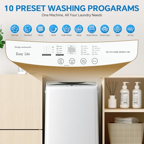 Image of OLIXIS 1.06 Cu.Ft. Portable Washing Machine, Full-Automatic Laundry Washer | Stainless Steel Drum, 10 Wash Cycles, Auto-Balance, LED Display, 7.7lbs for Home Apartment Dorm, White