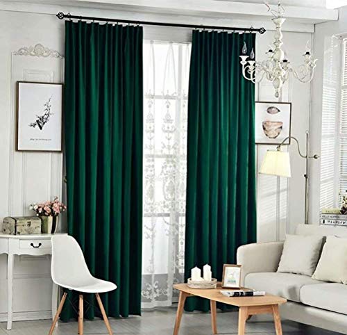 Rideaux d'isolation occultants thermiques en velours vert - 2