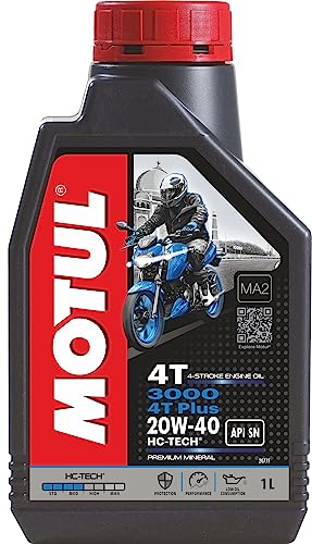 Motul 3000 4T Plus 20W40 API SN HC Tech Engine Oil for Bikes (1 L) (Image - 1)