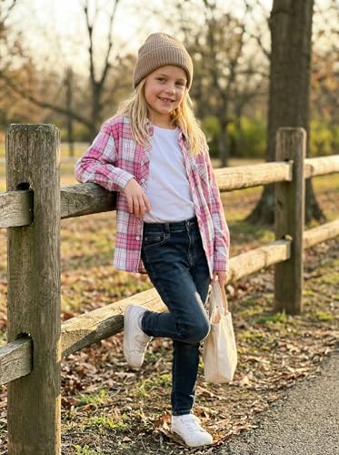 Image of SELINK Girls Long Sleeve Flannel Buffalo Plaid Button Down Shirt