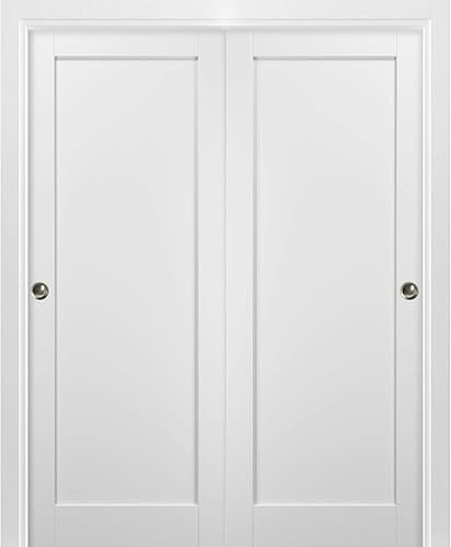 SARTODOORS Puertas corredizas de derivación para armario de 36 x 80 pulgadas con herrajes  Quadro 4111 seda blanca  Juego de molduras de rieles de