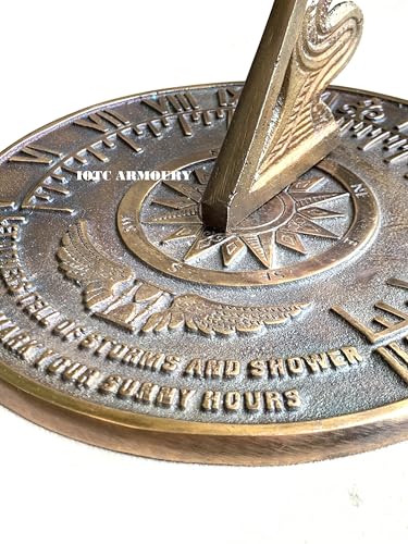 Reloj de sol colonial antiguo de latón decorativo para jardín exterior y mesa de salón 8