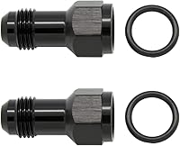 Vista 4 de 2 piezas de aluminio 6AN hembra a 6AN macho, conector adaptador de extensiones AN6 con anillo tórico, negro, longitud total: 1.476 in