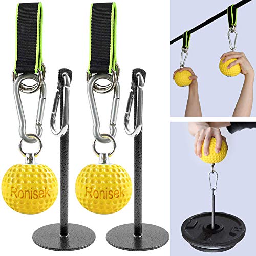 Ronisek Hand Grip Strengthener, Climbing Pull Up Power Ball with Straps, Grip Strength Trainer with Adjustable Hand Weights, Finger and Wrist Strengthener, Forearm Trainer, Finger Stretcher - 2.8inch