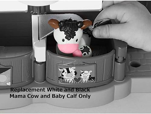 Miniatura 6 de Pieza de repuesto para Fisher-Price Little People Caring for Animals Farm - DWC31 y CHJ51  Figura de repuesto de vaca blanca y negra y ternera bebé