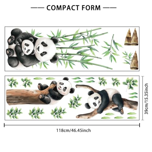 Vinilos Decorativos de Pared Panda 2 Hojas 39x118 cm miniatura 2