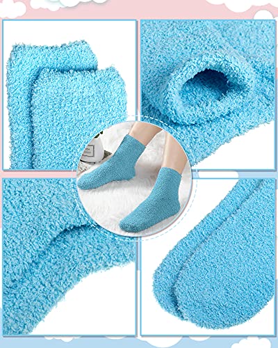 SATINIOR 16 Pair Fuzzy Sock Women Fluffy Cozy Slipper Sock Colorful Plush Warm Ankle Stocking for Unisex Home Sleep Size 4-104