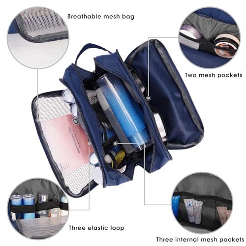 Image of WANDF Travel Toiletry Bag for Men, Small Dopp Kit for Toiletries | Water-Resistant Fabric, Travel Bag for Toiletries, Compact Storage, Shaving Accessories, Weekend Trips