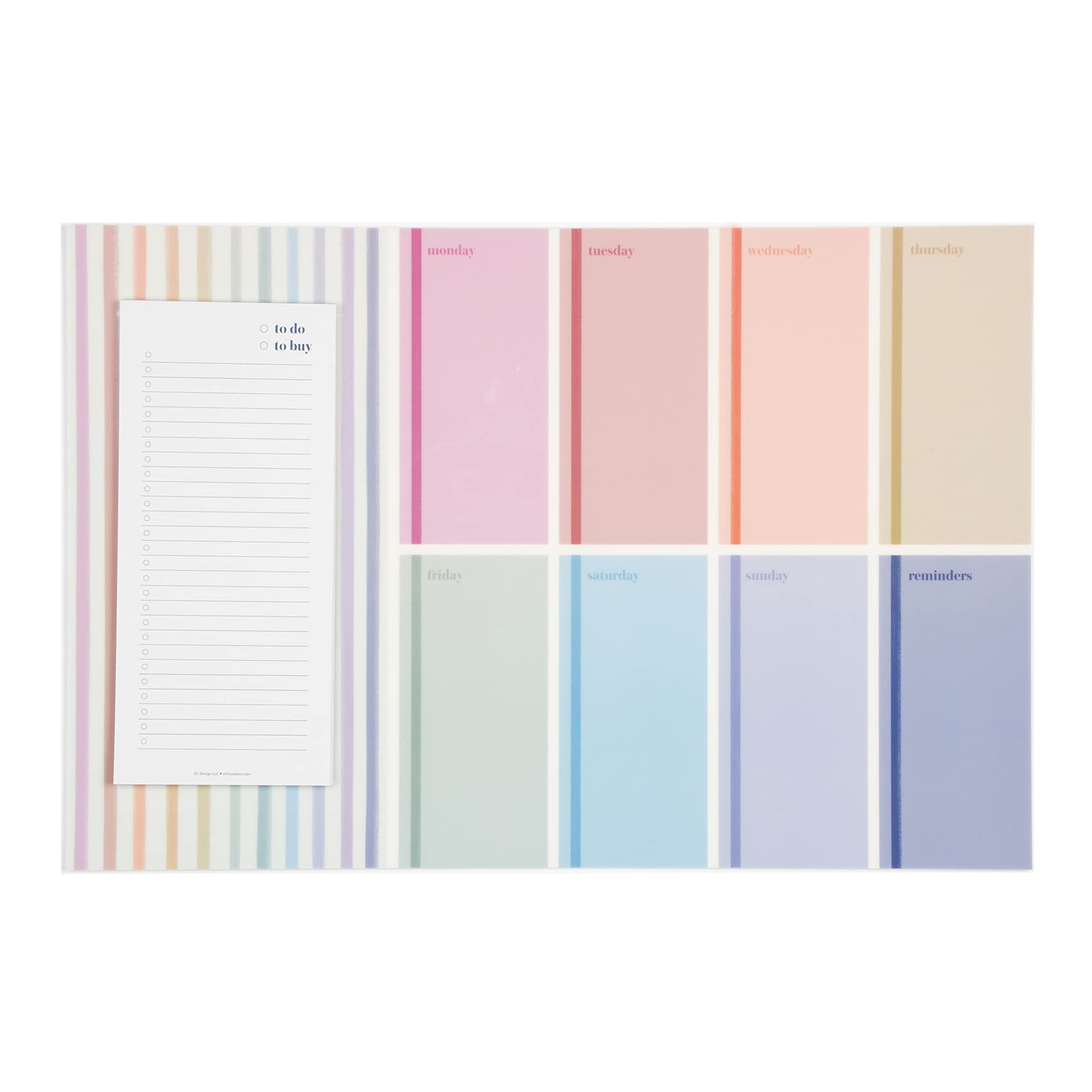 Repositionable Weekly 18" x 12" Whiteboard and 4" x 9" Notepad - Colorful Design and Refillable Notepad Includes 25 Sheets of Perforated Pages by Erin Condren
