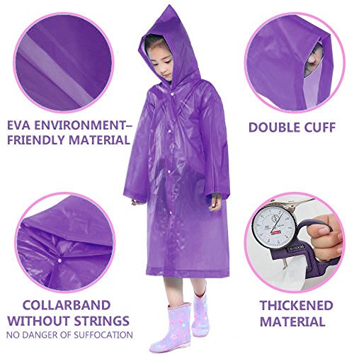 Raincoats for Kids Reusable Rain Ponchos with Hood and Sleeves Rain Coats for Boys and Girls4