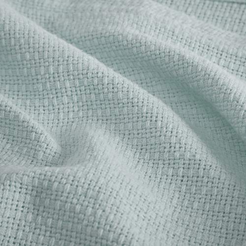 Madison Park Freshspun Basketweave Luxury Cotton Blanket Blue 66x90 Twin Size Basketweave Premium Soft Cozy 100% Cotton for Bed Couch or Sofa - Image 4