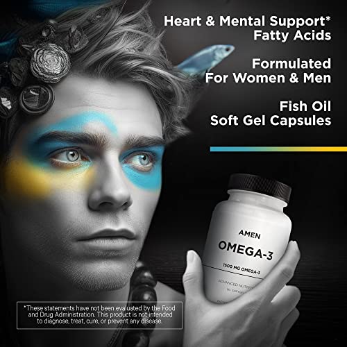 Amen Omega-3 Supplement - 1500Mg High-Potency Daily Omega 3 - Epa And Dha Fatty Acids Fish Oil - 45-Day Supply - Heart Health, Immune, Brain, Cognition, Memory Support Vitamins - 90 Soft Gels Capsules #TOP7