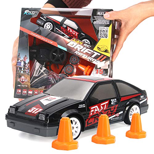 Image of Liberty Imports RC Drift Car 1 /24 2.4GHz 4WD Remote Control Sport Racing On-Road Vehicle with LED Light, Batteries and Drift Tires,Black