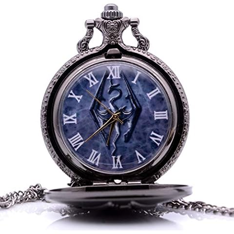 Ddjbdb Vintage Antique Cosplay Quartz Mens Womens Pocket Watch Analog Pendant Necklace Chain Xmas Gifts (Black) Cover