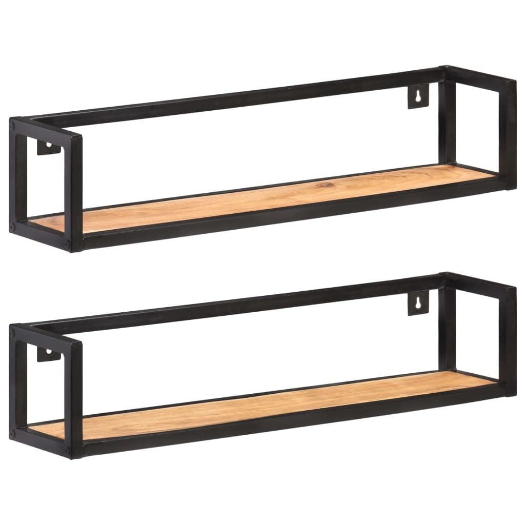 Wall Shelves 2 pcs 31 5 Solid Acacia Wood Industrial Wall Shelf Set of 2 Durable Acacia Wood