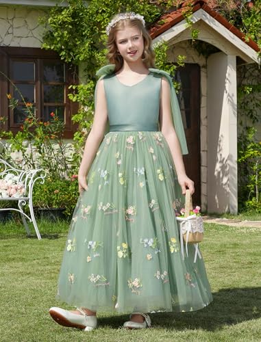 Flower Girl Dress Sleeveless Satin Princess Dress for Birthday Wedding Party Formal Pageant Dresses for Girls3