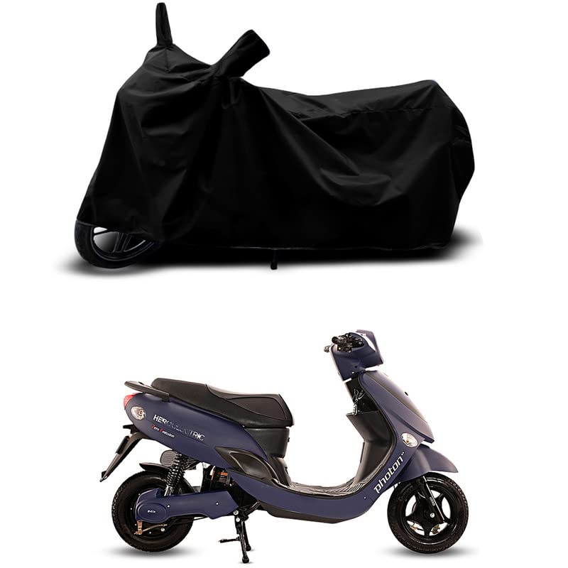 Image of 100% Scratchproof /UV-Rays /Heat Protection /Birds Dropping /Water Resistant /Dust Proof /Waterproof /Full Bike Scooty Two Wheeler Body Cover Compatible for Electric Photon All Varients[Black]