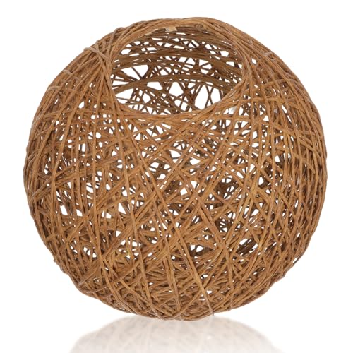 Image of ORFOFE Rattan Woven Lampshade Ball Shape Ceiling Light Cover Table Lamp Cover Durable Decorative Lamp Accessory for Living Room Bedroom Study 5.90X5.90X5.90In